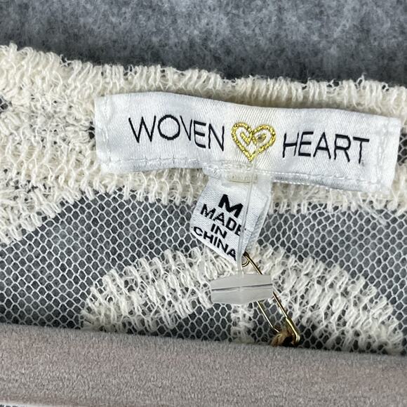 Woven Heart Lace Boho Dress Womens Medium Ivory Sheer Mesh Embroidered Fairy NEW - Picture 5 of 15